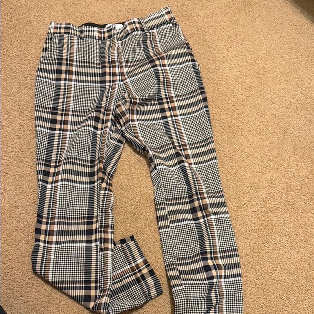 Plaid women’s Slim Fit Trousers in Beige and Black